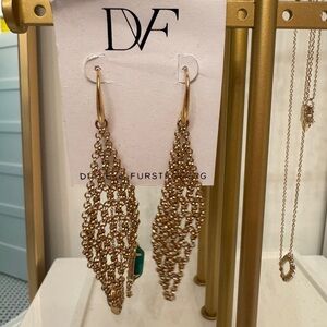 Diane Von Furstenberg Gold Mesh Earrings